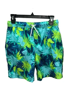 Lands End для мальчиков XL плавки тропические гавайские сине-зеленые листья новые с ярлыками - Изображение 1 из 4