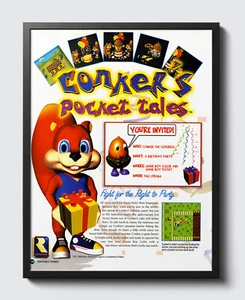 Póster promocional brillante de Conker's Pocket Tales Nintendo GBC impresión sin encuadre G1410 - Imagen 1 de 3
