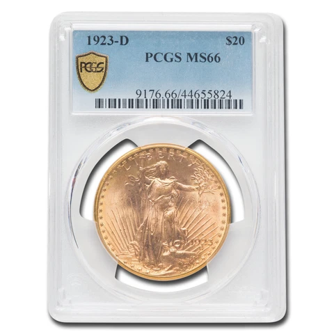 1923-D $20 Saint-Gaudens Gold Double Eagle MS-66 PCGS - SKU #58965 Cover