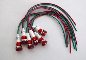 6 New BBT Pre Wired 12 volt Waterproof Red LED Panel Indicator Lights - Picture 1 of 2