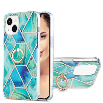 Phone Case Cover for iPhone 11 12 Pro 12 Ring Splicing Marble Silicone Back Case - Image 1 of 4