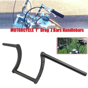Motorcycle Black 1" Drag Bar Handlebars Z-Bars for Harley Sportster Dyna Bobber - Picture 1 of 8