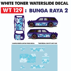 WT129 White Toner Waterslide Decal BUNGA RAYA 2 For Custom 1:64 Hot Wheels  - Picture 1 of 6