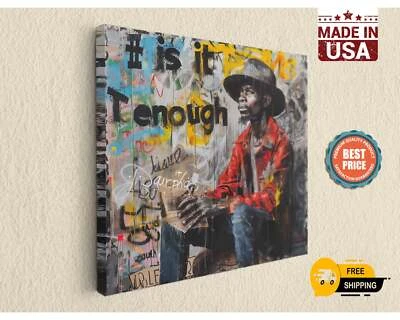 Impresión en lienzo de arte callejero Is It Enough inspirada en Banksy - Decoración moderna del hogar Foto 1 de 4