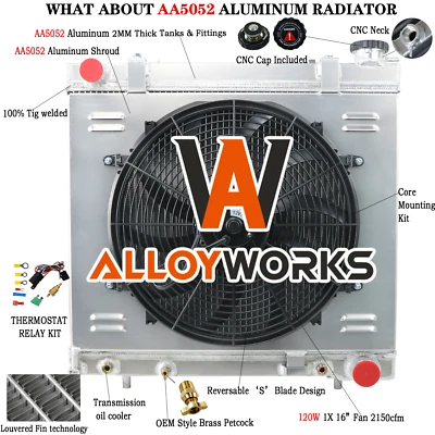 Fits 2005-2011 Dodge Ram Dakota 3.7L V6 4.7L V8 4-Rows Radiator+Shroud Fan+Relay - Image 1 of 4