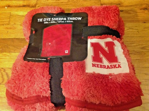 Nebraska Cornhuskers - Tie-Dye Sherpa Blanket - 50"X60" - NEW Cover
