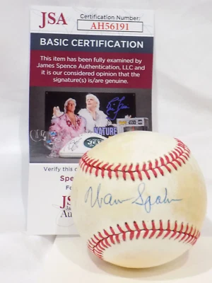 Warren Spahn HOF Signed Autoghaph NL Baseball Mets, Giants, Braves+ 💎JSA COA - Image 1 of 4