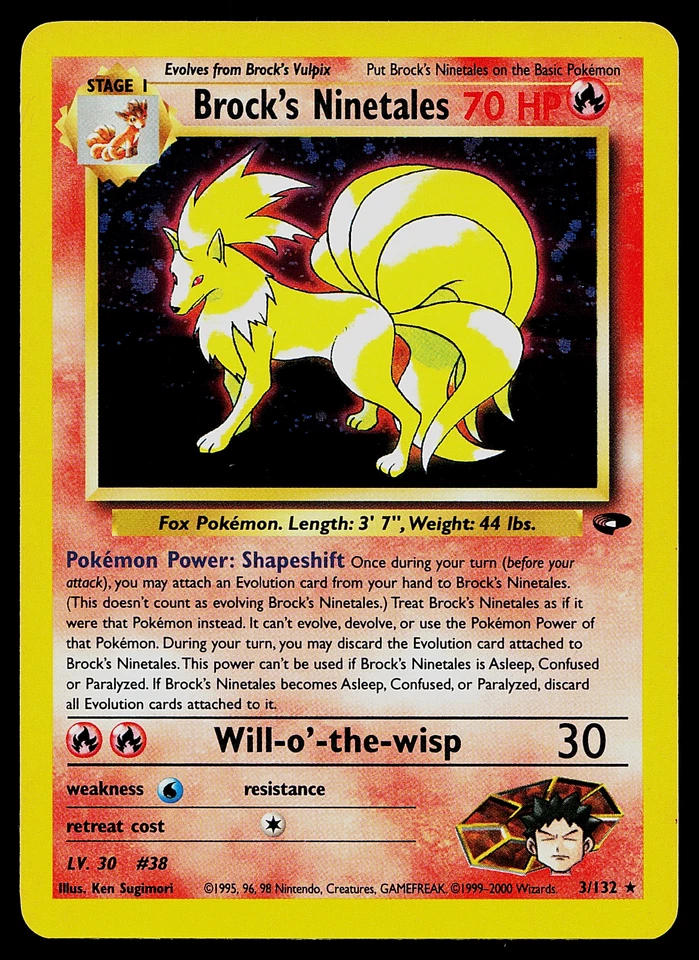 Pokemon Card - Gym Challenge Brock's Ninetales 3/132 Holo Rare Vintage WOTC - Image 1 of 3