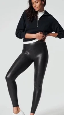 Leggings Spanx imitación cuero para mujer talla M medianos negros elásticos Foto 1 de 4