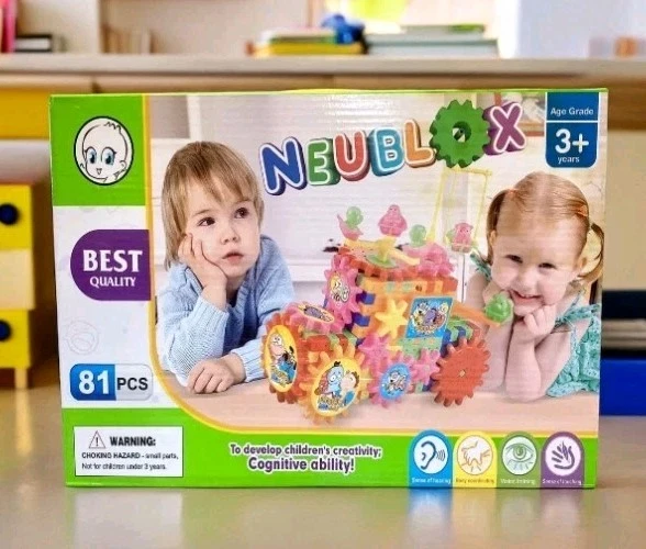 Neublox Age 3+ 81 PC Interlocking Learning Blocks w/Spinning Gears. NEW - Image 1 of 4