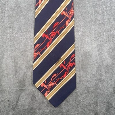 Corbata Leonard Paris 100% Seda Hecha en Italia Azul Rojo Floral Foto 1 de 4