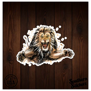 Lion Attack - Vinyl Decal Sticker - Car Window Laptop - ebn8599 - Picture 1 of 6