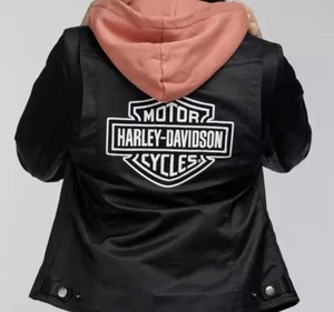New Harley-Davidson Women's Miss Enthusiast 3-in-1 Biker Jacket Size L - Black - Picture 1 of 11