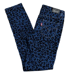 Levis Girls 12 Skinny Jeans Animal Print Adjustable Waist Stretch Denim Legging - Picture 1 of 16