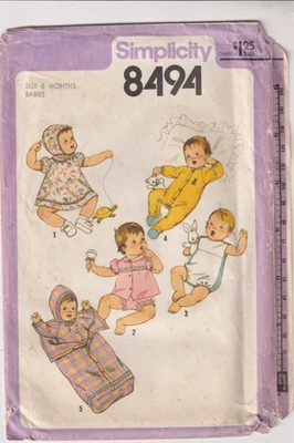 8494 SIMPLICITY c.1978 - Babies LAYETTE - UNISEX Infant Sz 6m - Image 1 of 2
