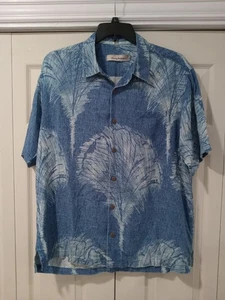 Tommy Bahama Large 100% Silk Original Fit Blue Shirt Summer Size  Large - Picture 1 of 4
