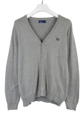 Fred Perry Jersey Hombre Grande Cuello En V Cárdigan Manga Larga Botón Punto - Imagen 1 de 4