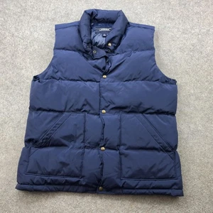Lands End Puffer Vest Mens Large Navy Blue Down Insulated Winter Outdoor Warm - Picture 1 of 9
