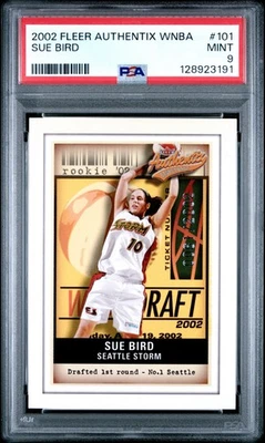 HOF!! 2002 FLEER AUTHENTIX WNBA SUE BIRD RC 101 SEATTLE STORM PSA 9  0061/2002 - Image 1 of 2