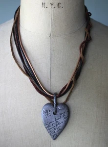 Vintage Chico's Fashion Jewelry Heart Necklace Inspirational message - Picture 1 of 3
