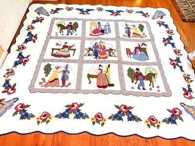 Handmade Nobility Appliqued / Embroidery Cotton Quilt   87" x 87" - Image 1 of 4