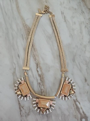 Ny & Co. Necklace Braided Stones Gold Tones Nuetral Colors 18"+ - Image 1 of 4