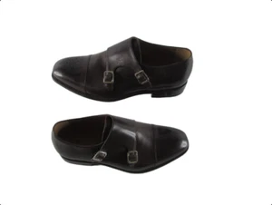 Robert Talbott Brown Buckle-Fastened Leather Dress Shoes, Size: 9.5 Men - Picture 1 of 7