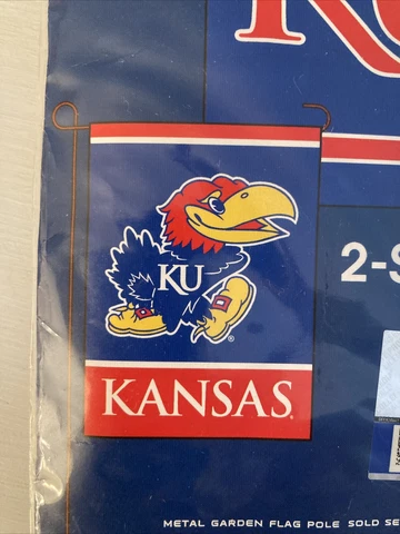 Kansas Jay Hawks Garden Flag Double Sided 12.5” X18”. Indoor/Outdoor Cover
