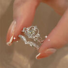 Exquisite Crown Zircon Heart Shaped Ring Fashion Princess Open Adjustable Rin Th
