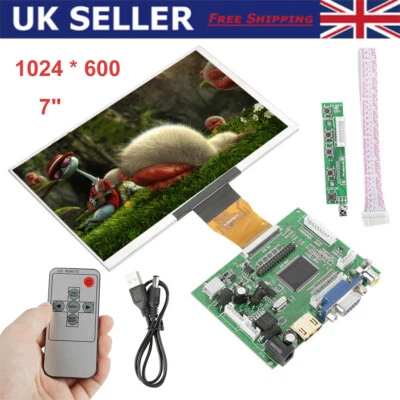 7 Inch TFT LCD Monitor Screen Driver Board Remote HDMI VGA 2AV For Raspberry Pi3 - Image 1 of 4