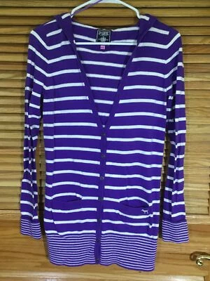 Cárdigan con capucha Victoria’s Secret para mujer talla mediana púrpura/blanco CW-521 Foto 1 de 4