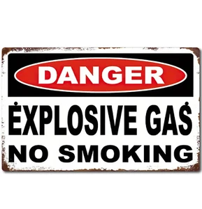 Letrero de metal de aspecto vintage peligro letrero gas explosivo no fumar - Imagen 1 de 2