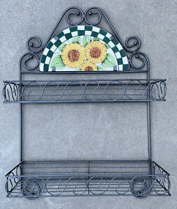 Sunflower Home Decor Metal And Ceramic 28.5” Wall Planter Or Spice Rack