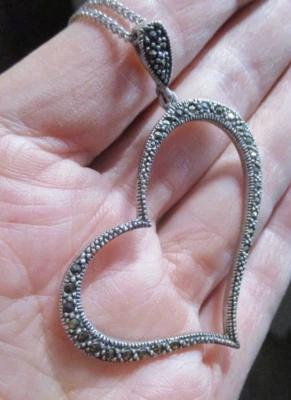 Colgante Corazón Colgante Marcasita 925 Marcado Foto 1 de 4