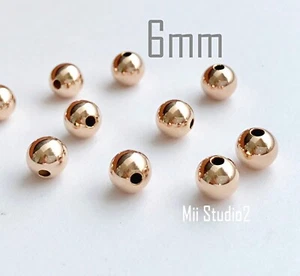 10pcs 6mm 14k rose gold filled round seamless shiny bead spacer S06rg - Picture 1 of 2