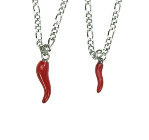Red Cornicello Necklace or Earrings, Italian Lucky Horn Corno Portafortuna Gift - Picture 1 of 9