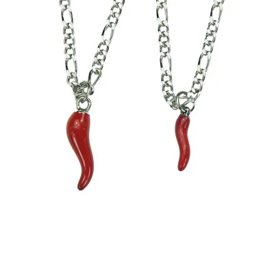 Red Cornicello Necklace or Earrings, Italian Lucky Horn Corno Portafortuna Gift - Image 1 of 4