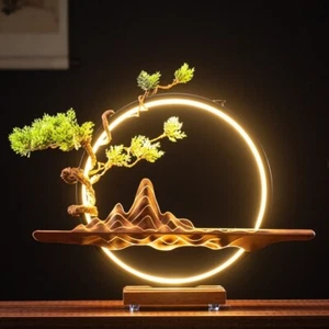LED Lamp Circle with Mountain Tree Backflow Incense Burner With Free 48 Cones - Picture 1 of 6