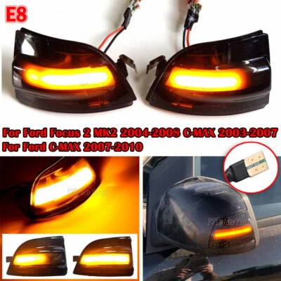 Luz de señal de giro dinámica LED 2 piezas para Ford Focus 2 MK2 2004-2008 C-MAX 07-10 Foto 1 de 4