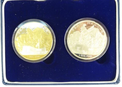 2008 PEARL HARBOR COMMEMORATIVE MEDALLIONS SILVER PROOF SET W/ CASE AND COA - Image 1 of 4