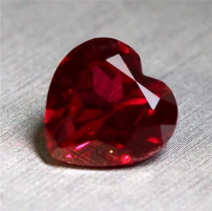 TOP QUALITY HEART CUT PIGEON BLOOD RED RUBY LAB-CREATED AAAA+ LOOSE GEMSTONE - Picture 1 of 5
