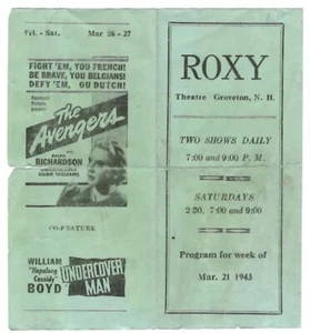 ROXY THEATRE Groveton NH ~ 1943 Movie Ads Brochure - Picture 1 of 2