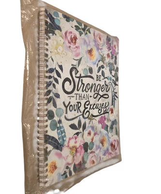 Cuaderno diario con diseño floral 8,5" x 11" "más fuerte que las excusas" tapa blanda Foto 1 de 3