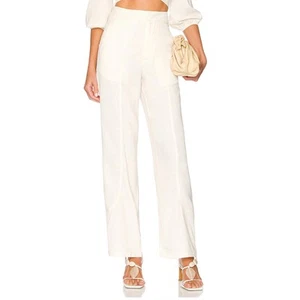 Revolve White Satin Wide Leg Pant XS Trouser Slouchy Career More to Come $82 NEW - Picture 1 of 10