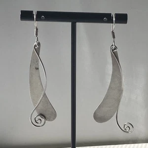 Vintage Taxco Mexico Sterling Silver 925 Modernist Geo Articulated Drop Earrings - Picture 1 of 11