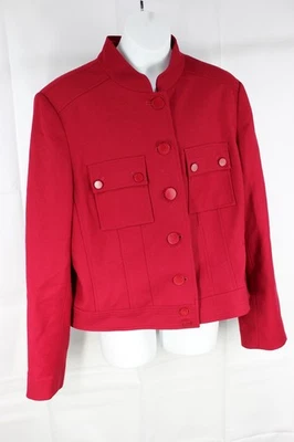 Chaqueta Blazer Talbots Rojo Mezcla Lana Estilo Militar - Para Mujer Talla 12 Foto 1 de 4
