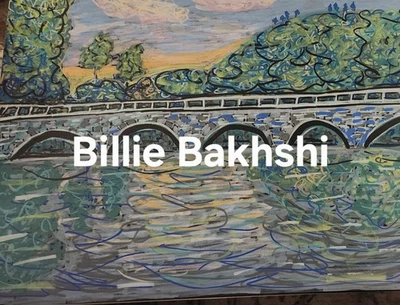 Watkins Glen NY ponte arco de pedra paisagem acrílica caprichosa arte original - Imagem 1 de 4