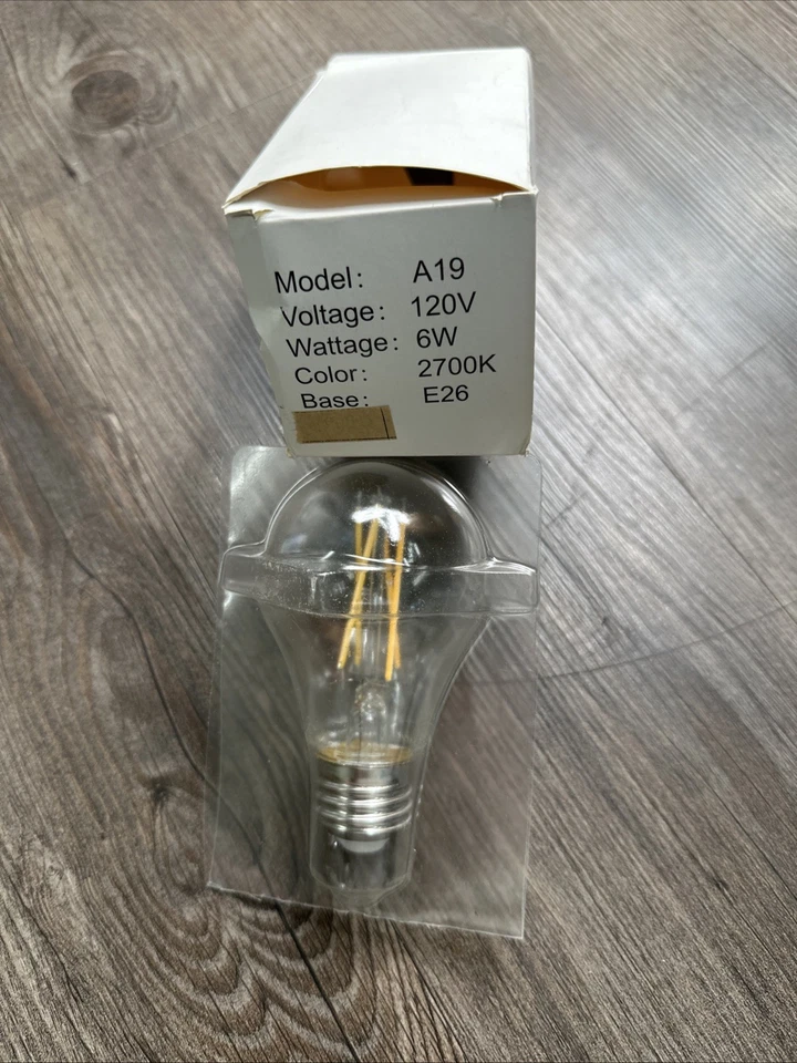 A19 Vintage Edison LED Filament Bulb Incandescent E26 Base Dimmable 6W 2700k - Image 1 of 2
