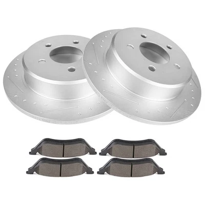 Se adapta a Dodge Caravan 2001 02-07 2007 discos de freno traseros ranurados rotores pastillas de cerámica Foto 1 de 4