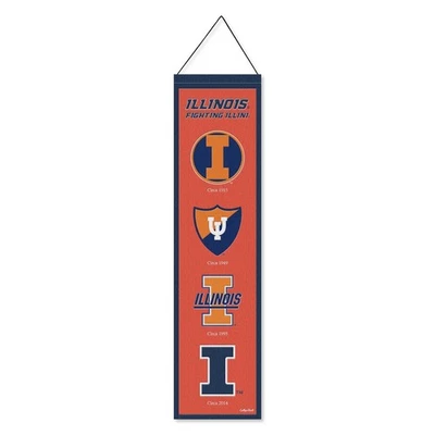Illinois Fighting Illini Evolution 8x32 pulgadas vertical lana bordado colgante Foto 1 de 4